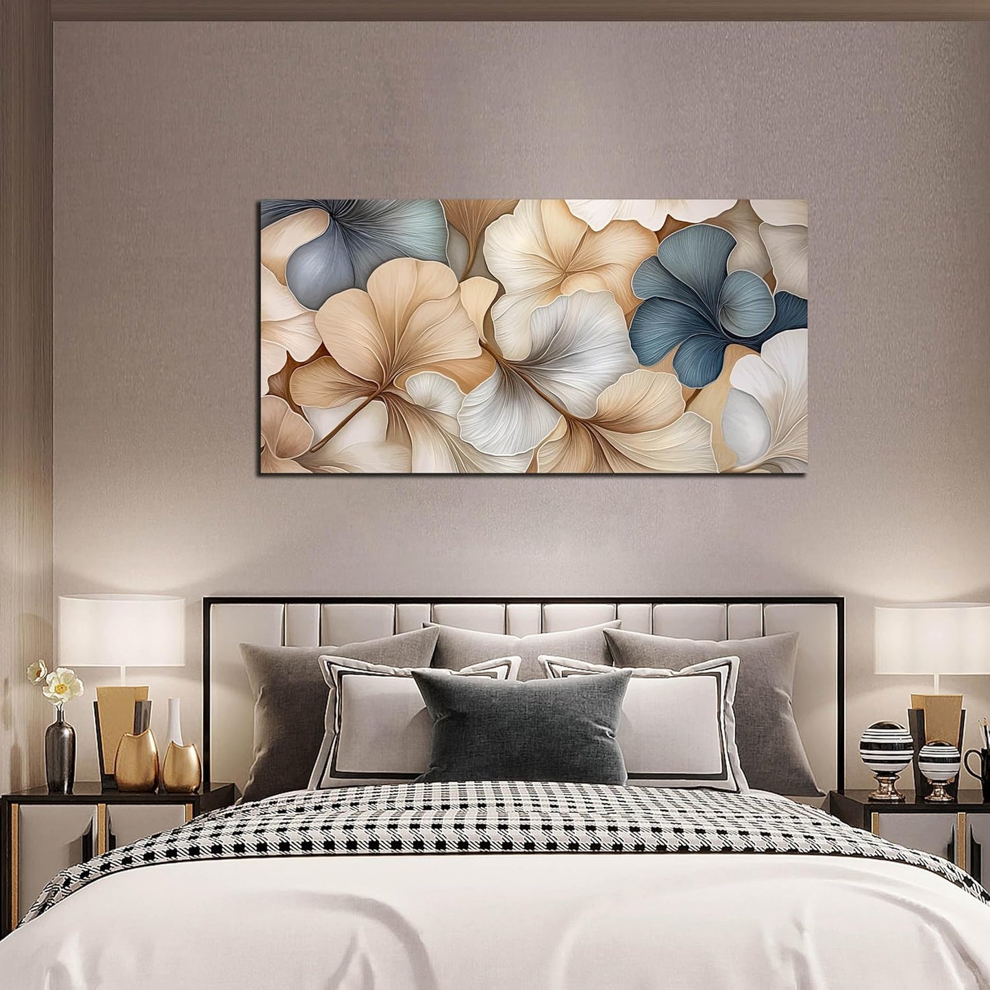 AOZEMI Flowers Wall Art Canvas Botanical Plant Pictures Bedroom Leaf Wall Decor Artwork for Living Room Bathroom Office Home Kitchen 29x59