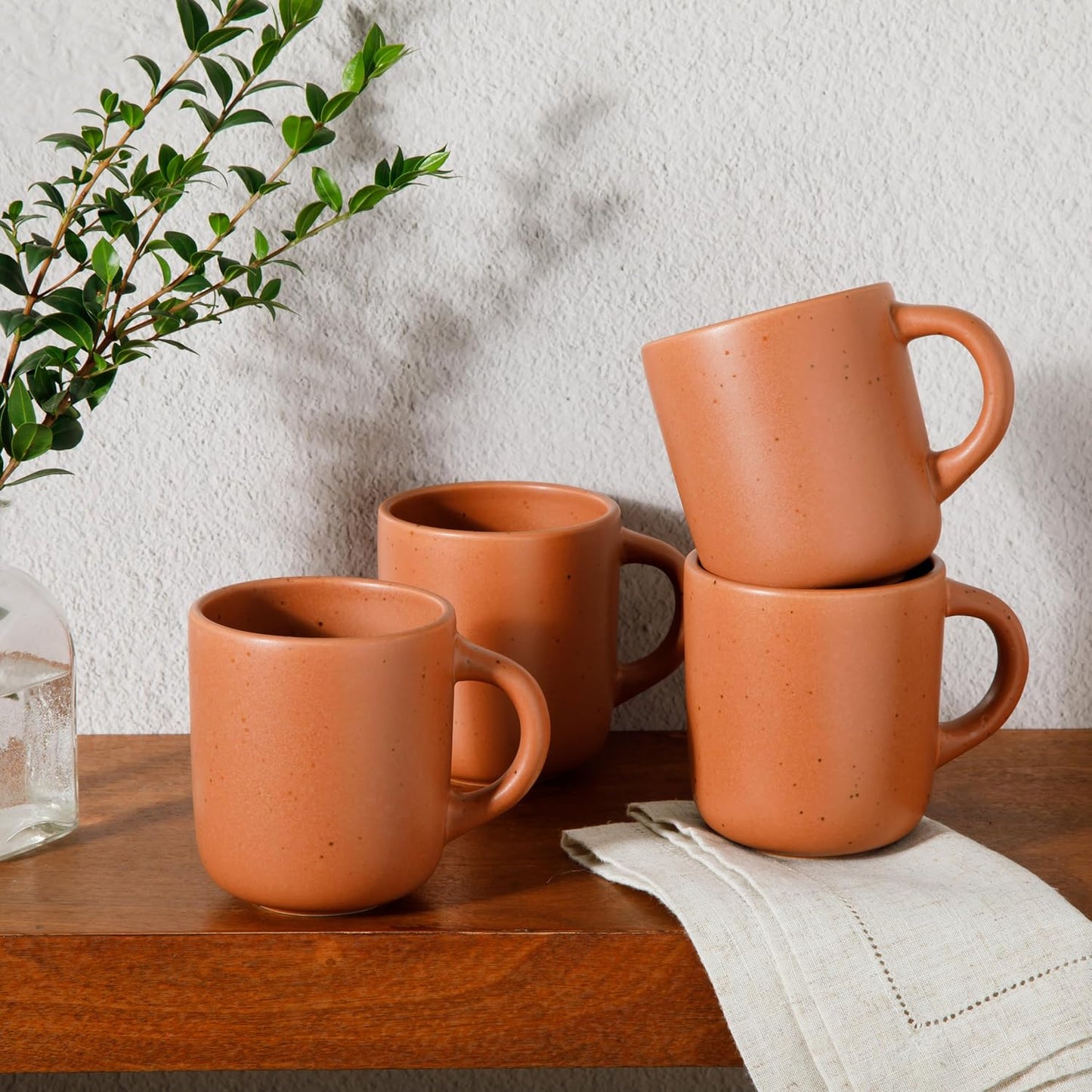 Bloomhouse Corsica Clay 4 Piece Mug Set - Burnt Apricot Terracotta