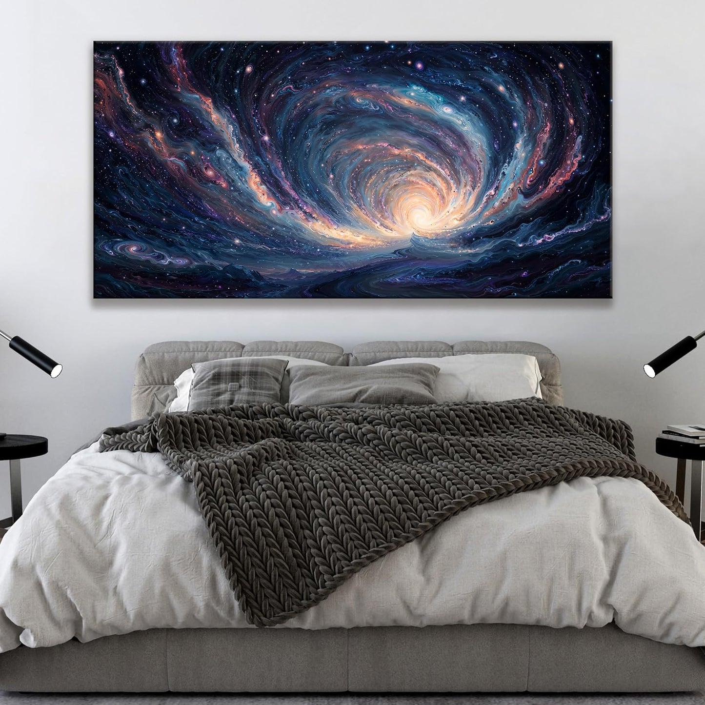Large Wall Art Prints Modern Room Wall Decor Blue Starry Sky Tunnel Prints Artwork Ready To Hang Abstract Wall Art For Living Room Decor Office Kitchen Bedroom 29x58 Inch