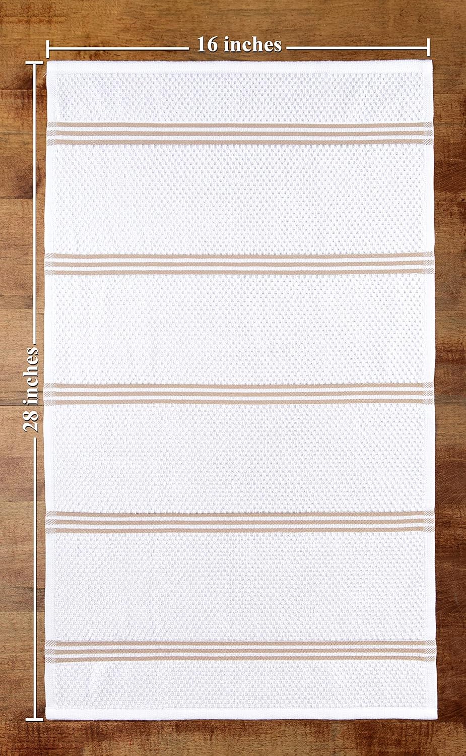 Sticky Toffee Cotton Kitchen Towels Set of 4 – 28x16 in Tan and White Dish Towels, Reusable and Absorbent Tea Towels for Cleaning or Drying, Oeko-Tex Cotton