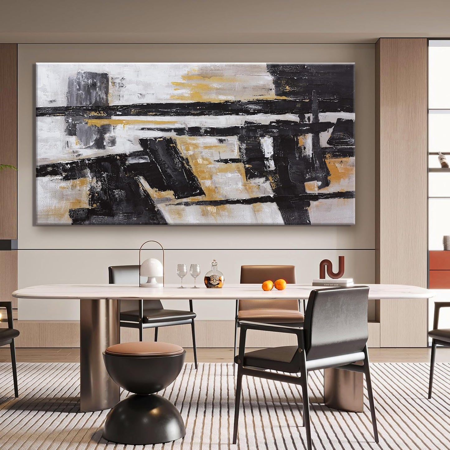 Abstract Wall Art Wall Decor Bedroom Pictures Artwork Canvas Wall Art Black And Gold Artwork Large Size Modern Painting Wall Decoration Pictures For Living Room Home Kitchen Office 30 x 60 Inch