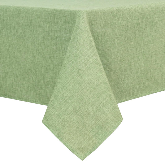 Hiasan Faux Linen Rectangle Tablecloth - Wrinkle and Stain Resistant Washable Decorative Fabric Table Cloth for Kitchen Dining Room Holiday Table Cover for Dinner, Sage Green, 54 x 108 Inch