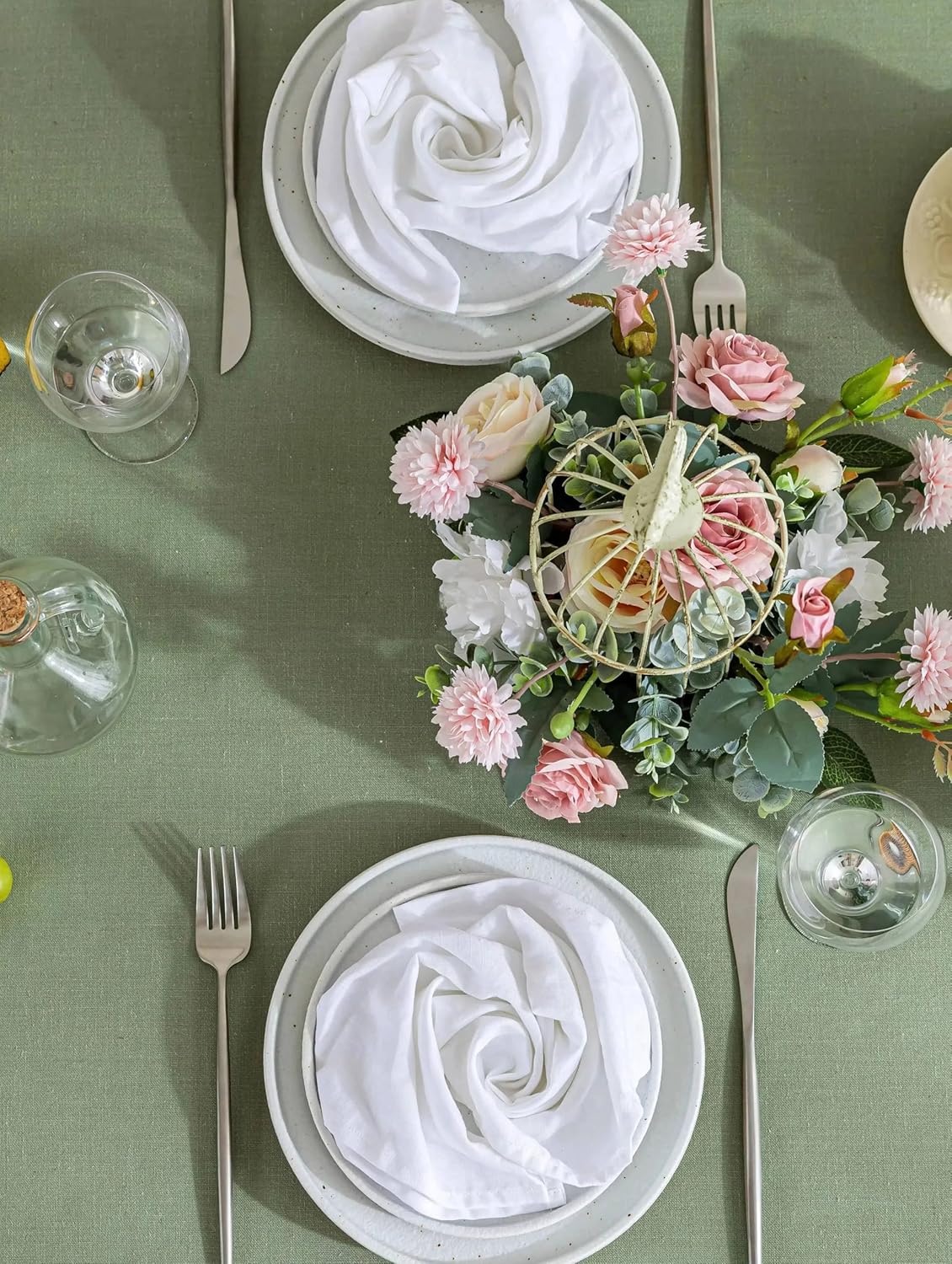 Sage Green Linen Table Cloths for Rectangle Tables Farmhouse Neutral Tablecloth Rectangular Kitchen Decoration Dining Table Cover Washable 60x104