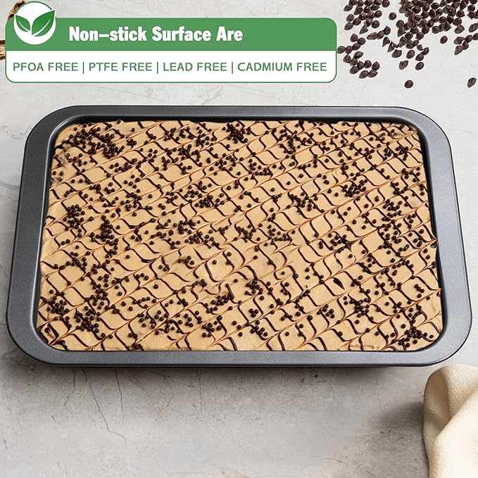 Cake Pan, Nonstick Baking Pan for Cake, Bread, Brownie or Lasagna, Heavy Duty Baking Dish with Diamond Texture Pattern and Wide Grips