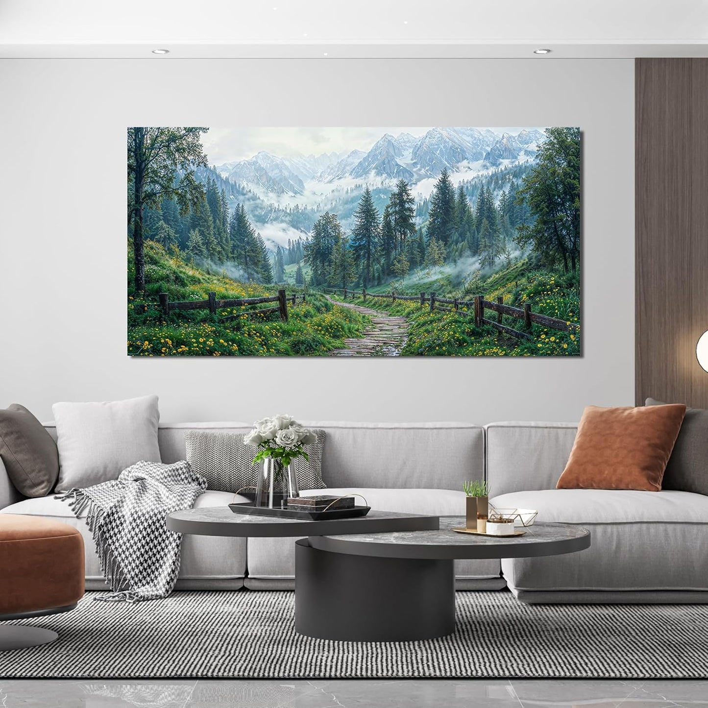 Canvas Wall Art Decor Canvas Art Wall Decor Modern Large Landscape Wall Art Decorations Wall Art Pictures for Living Room Artwork for Walls Green Forest Wall Art Prints Bedroom Office Decor 24"X48"