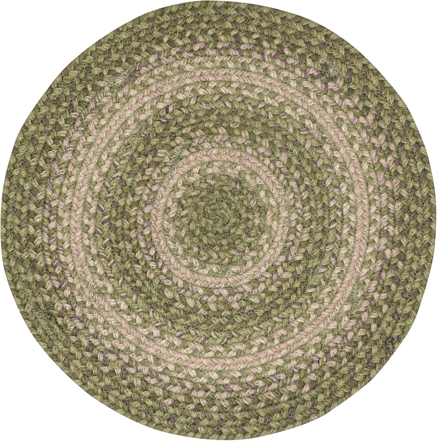 Homespice Grassland Round Braided Placemats, Warm Country Rustic Decor, Set of 2, 15", Green Jute Table Mats - Vibrant Colors, Durable, Easy to Clean and Protects Furniture