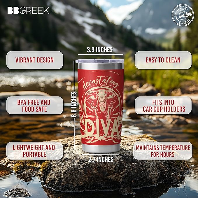 Delta Sigma Theta Sorority Paraphernalia - Official Vendor - 20oz Stainless Steel Insulated Sublimation Tumbler - Devastating Diva