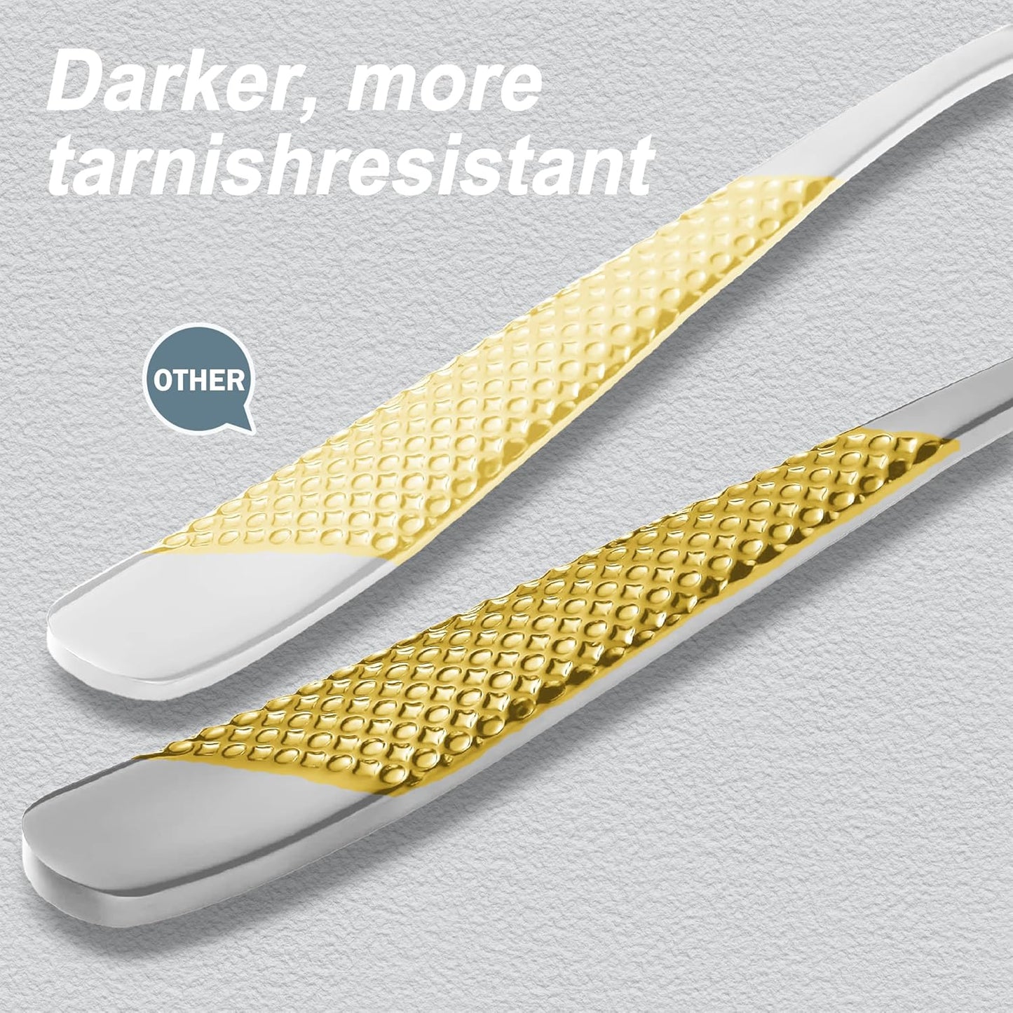 Runfly 20 Piece Hammered Gold Silver Silverware Set, 18/10 Stainless Steel Flatware Set, Modern Kitchen Utensil Set Service for 4, Tableware Set, Cutlery Set Including Fork Spoon and Knife