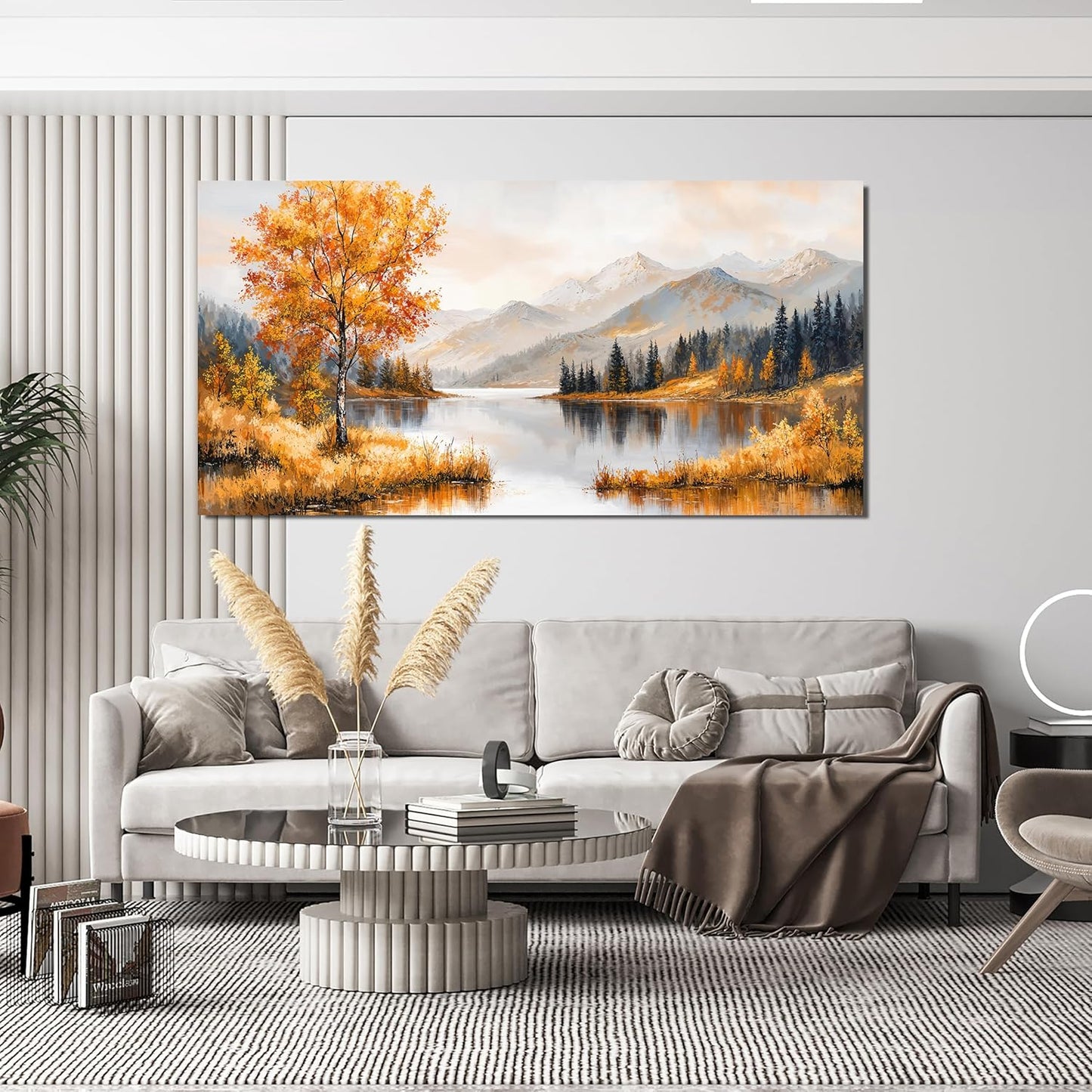 Large Wall Art Decor Art Work for Wall Decor Yellow Botanical Wall Art Prints Vintage Landscape Wall Art Decorations Lakeside Art Work for Walls Home Bedroom Ofiice Decor Aesthetic 24" X 48"