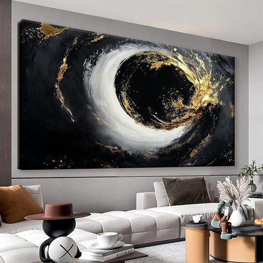 Tsomzxng Abstract Wall Art For Living Room Modern Canvas Art Wall Decor Print Painting Abstract Wall Decor Pictures Black And Gold Wall Art Picture For Bedroom Hotel Home Artwork 24 X 48 Inch
