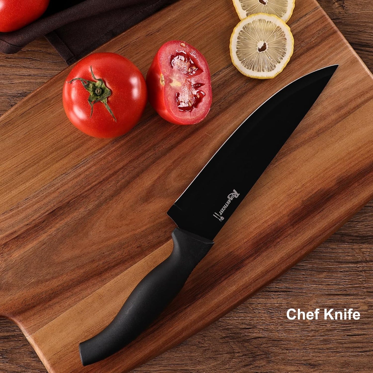 ROMANTICIST Kitchen Knife Sets, 10PCS High Carbon Stainless Steel Knife Sets with Block, Black Knife Block Set, Knives Set for Kitchen with Anti-slip Handle, Exquisite Knives Set New Home Essentials