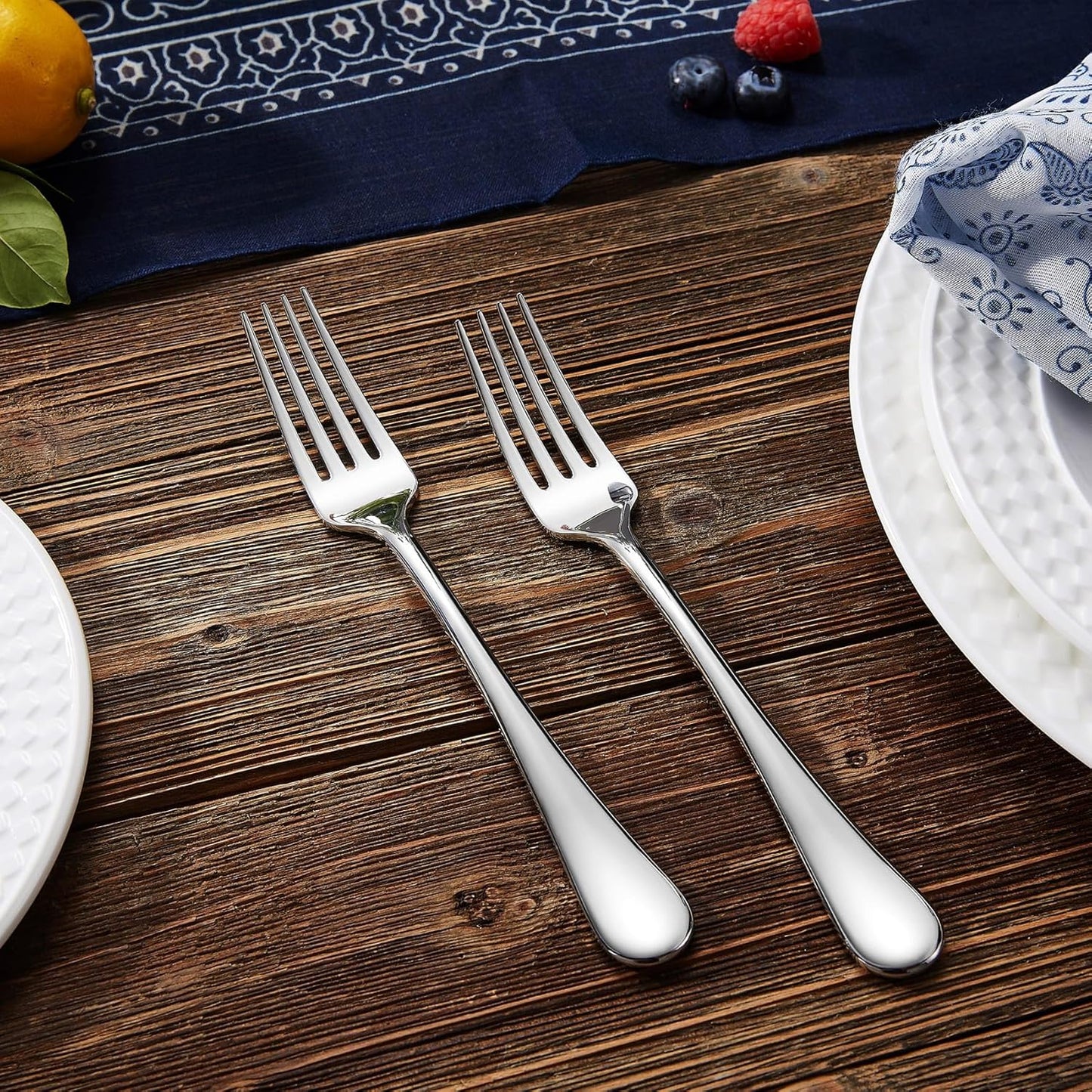 KEAWELL Premium Fine Verona 8-Piece 7.4 inch Fork Set – 18/10 Stainless Steel, Heavy-Duty Mirror-Finished Flatware for Elegant Everyday Dining and Entertaining (8, Salad Forks)