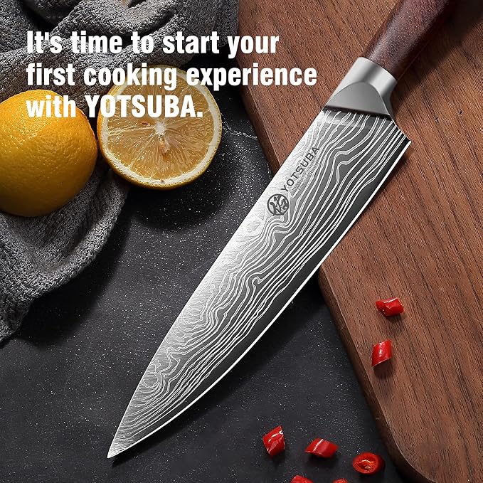 YOTSUBA Kitchen Knives Set 3 PCS, Ultra Sharp Chef Knife Set High Carbon Stainless Steel Blade, for Home & Restaurant Use, With Smooth Ergonomic Handle and Stylish Premium Gift Box