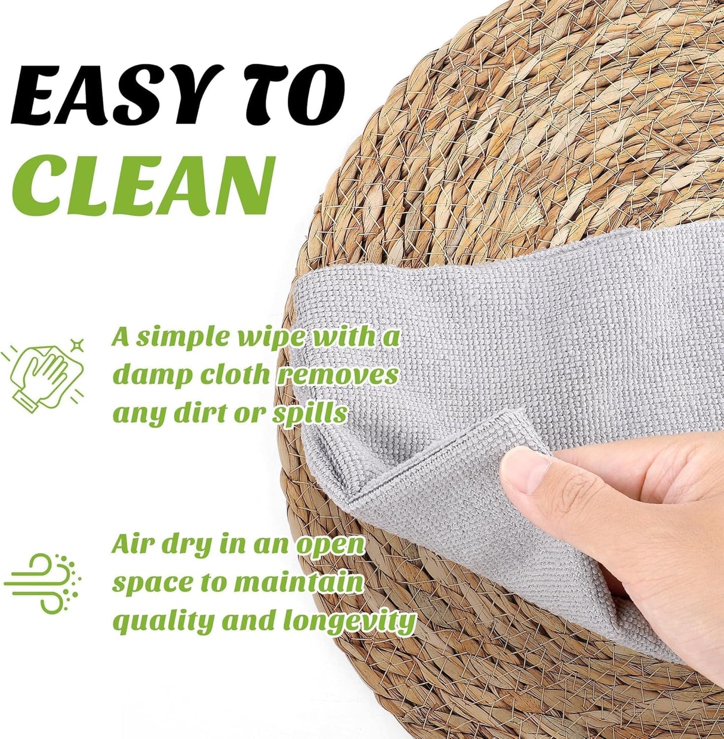 Set of 12 Round Woven Placemats 15 Inch Bulrush Placemats Natural Handwoven Boho Rattan Wicker Table Mats for Farmhouse & Home Dining