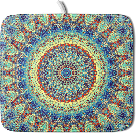 Bohemian Dish Drying Mats for Kitchen Counter 16×18 Inch Boho Mandala Ethnic Small Microfiber Drying Mat Kitchen Accessories Dish Rack Mat Drainer Pad Washable Absorbent