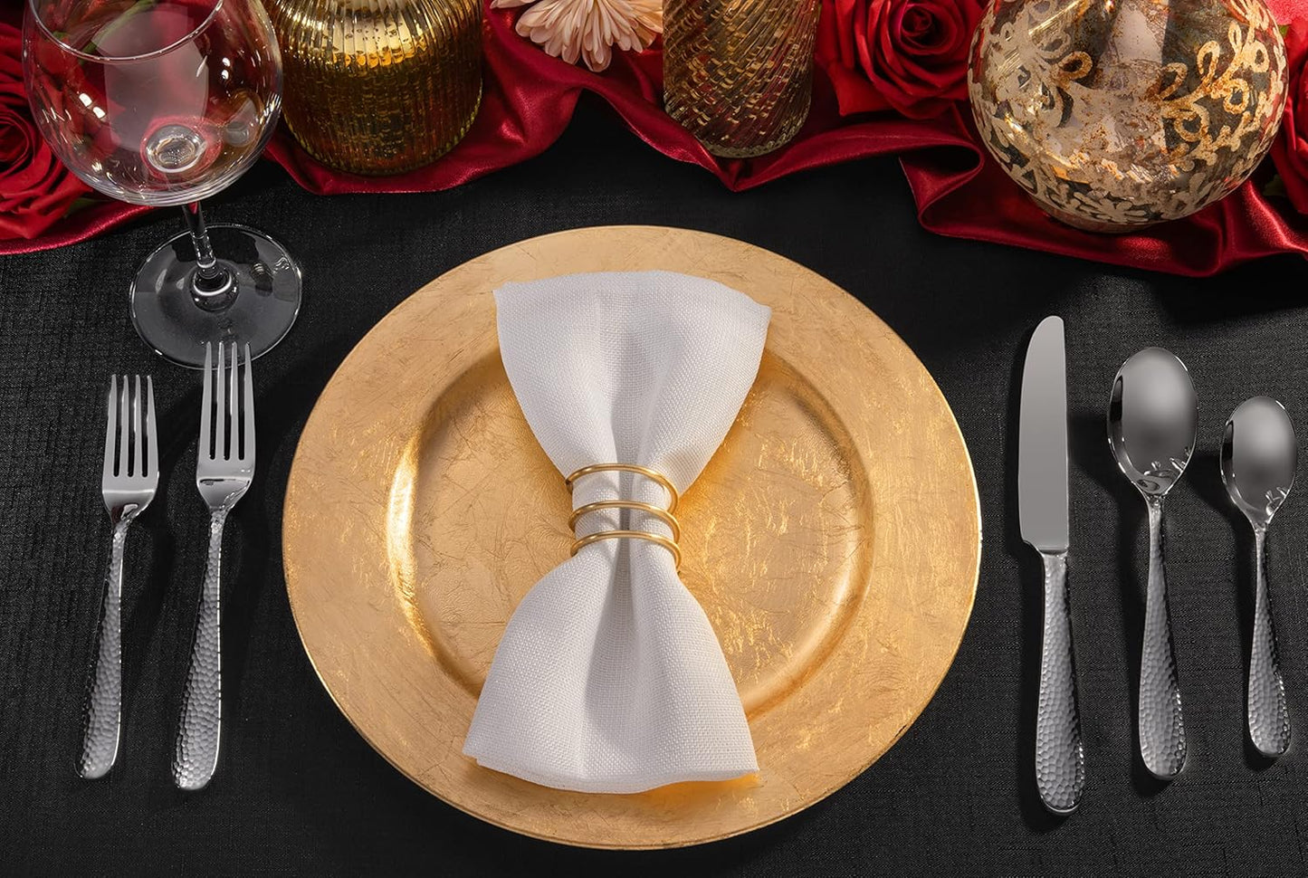 Hudson Essentials Premium 20 Piece Hammered Silverware Set, 18/10 Stainless Steel, Fine Flatware Service for 4 - Dishwasher Safe Bergamo Cutlery