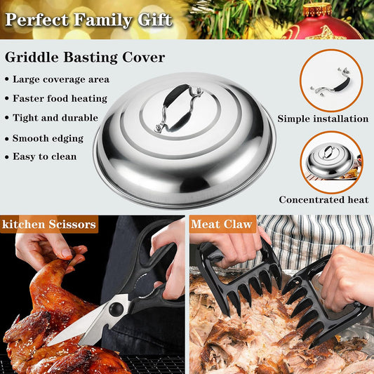 ROMANTICIST Professional Grade Griddle Accessories Kit - 30PCS Flat Top Grill Tools Set for Breakfast, Outdoor Grilling, Teppanyaki - Heavy Duty Griddle Spatula Scraper Burger Press - Ideal Grill Set