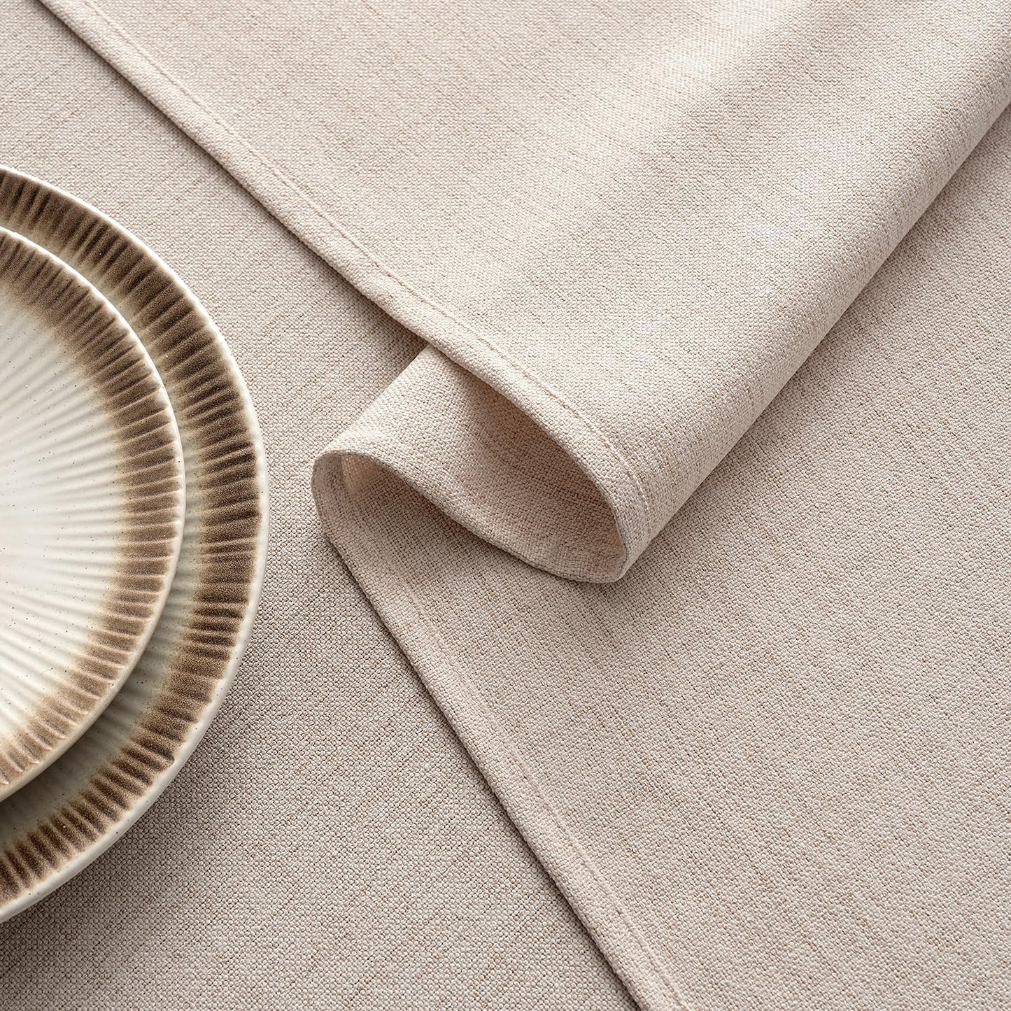 MIULEE Natural Linen Tablecloth 52x70 Inch Rectangle Table Cloth Waterproof,Stain Resistant & Wrinkle Resistant for Dining Party Wedding