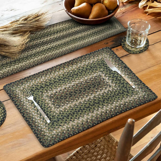 Homespice Pinecone Dining Placemats, Warm Country Rustic Decor, Set of 6, Green - 13x19 Rectangle Table Mats - Vibrant Colors, Durable, Easy to Clean and Protects Furniture