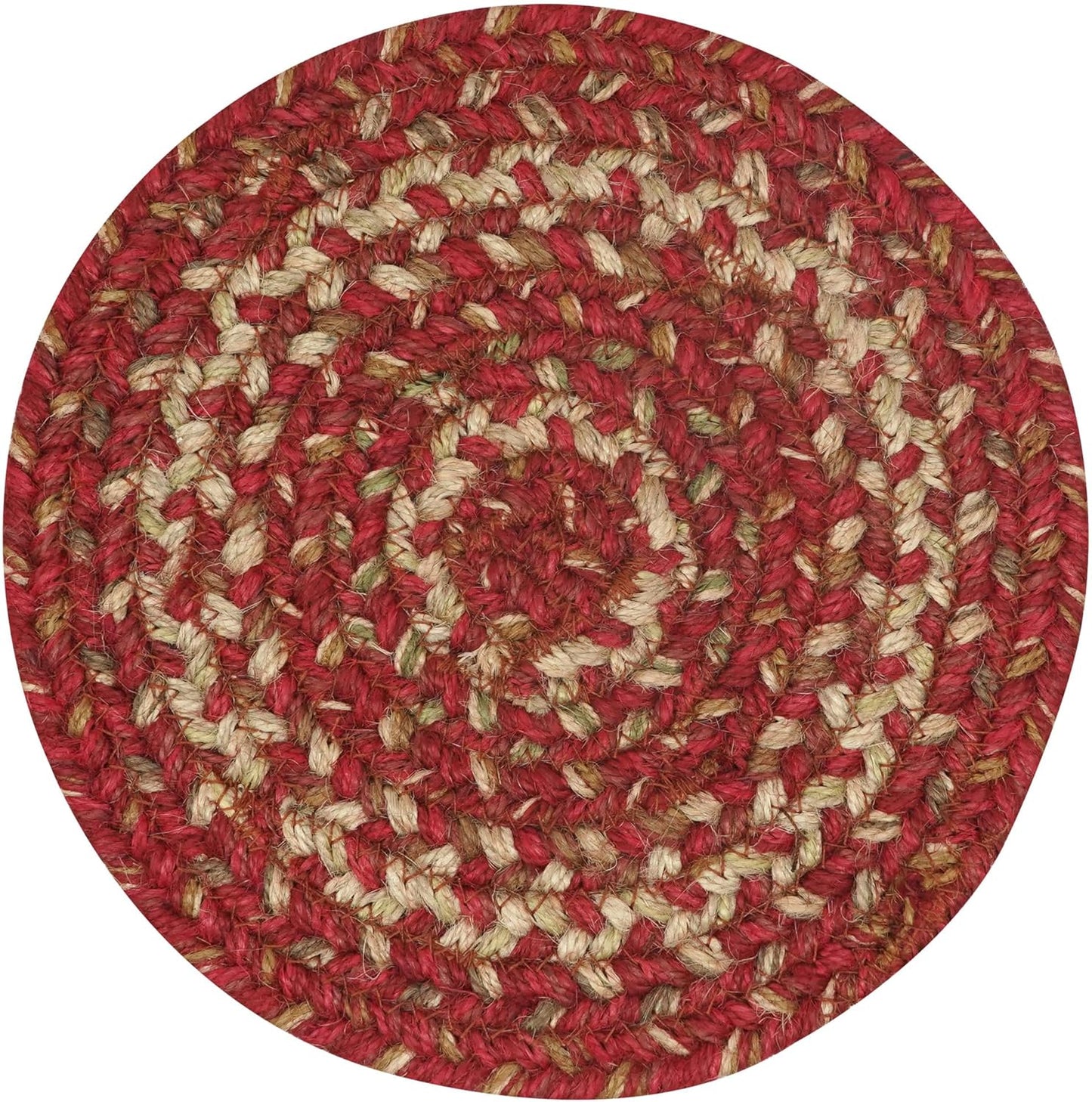 Homespice Apple Pie Jute Braided Trivets for Table, Warm Country Decor, Set of 3, Red 8" Round Heat Resistant Mats - Rich Colors, Easy to Clean, Durable and Protects Furniture