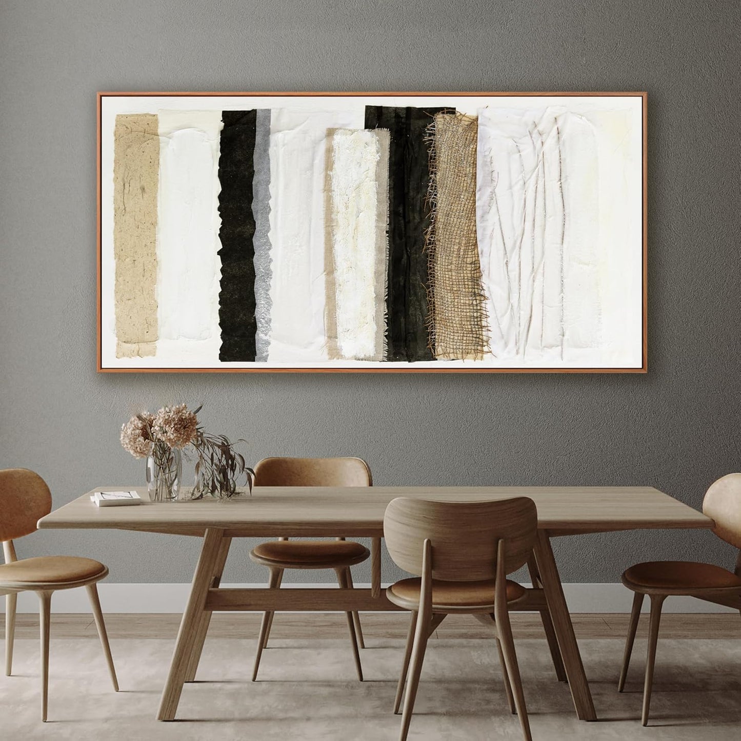 Framed Abstract Canvas Wall Art Decor Home Decor Large Wall Art Prints Wall Decorations Multicolor Overlapping Strips Framed Artwork Parting for Living Room Wall Bedroom Kitchen Office Decor 29"×58"