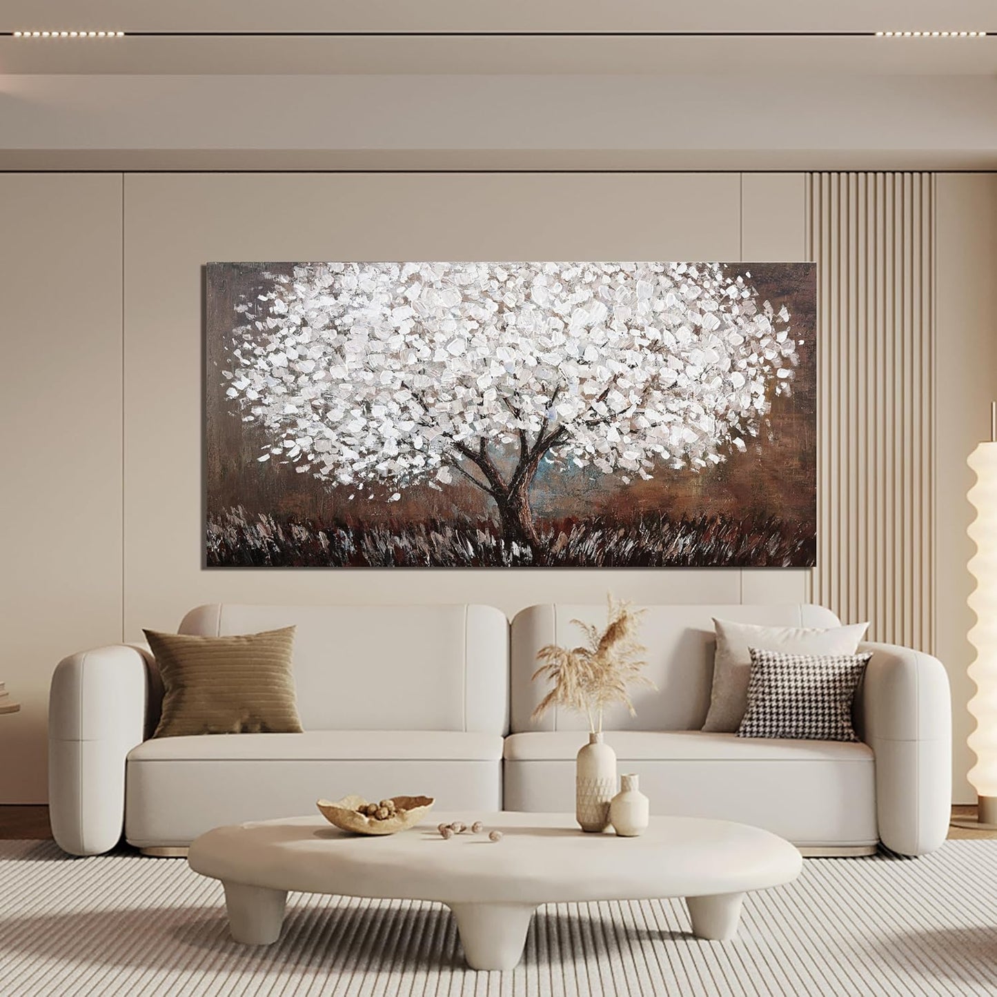 Canvas Wall Art Decor Artwork for Walls Black and White Wall Art Decor for Living Room Tree of Life Wall Art Vintage Tree Flower Wall Decor Art Paintings Prints for Room Home Office Wall Decor 24"X48"