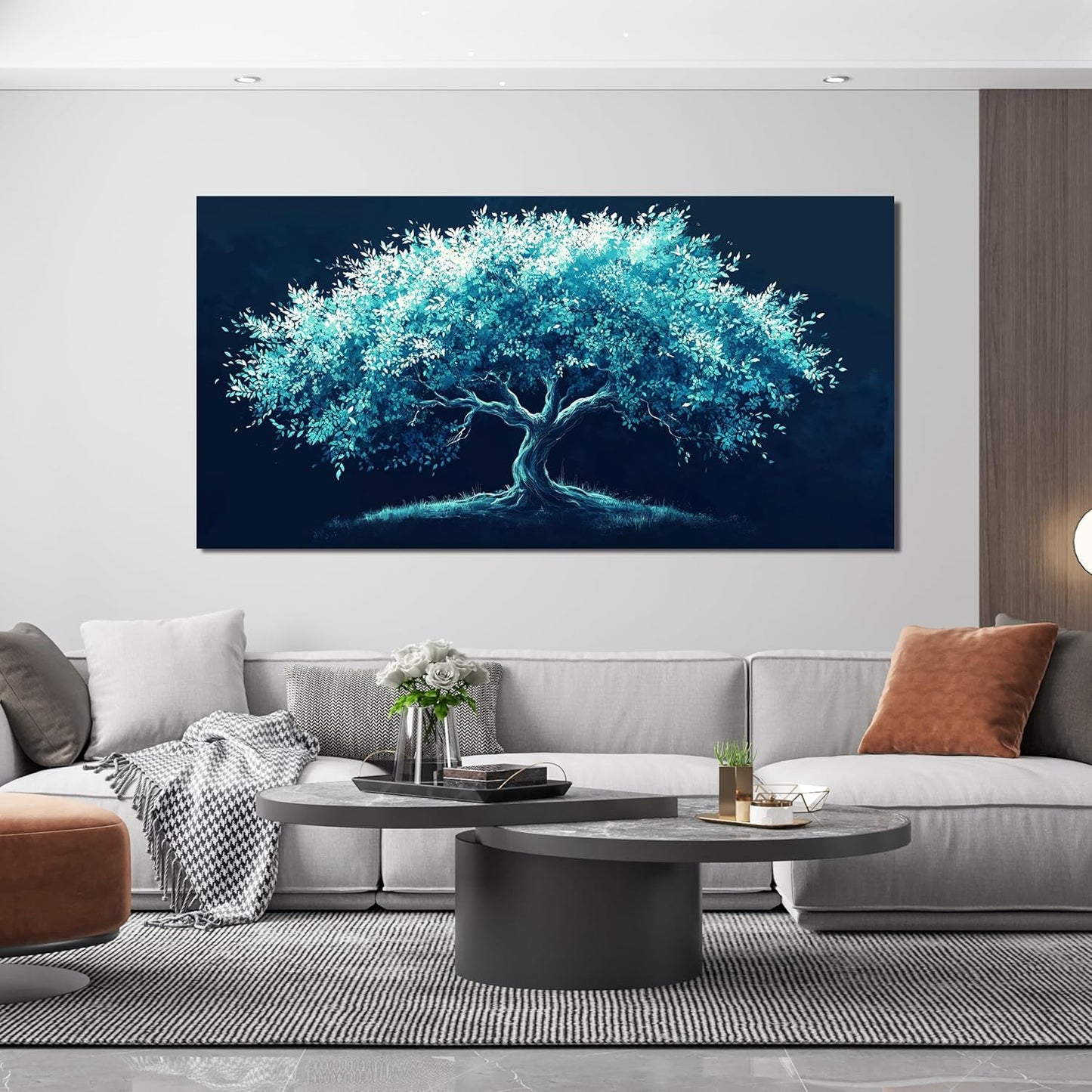 Canvas Wall Art Decor Green Tree of Life Wall Art Decorations Wall Art Pictures for Living Room Large Bltanical Wall Art Prints 24" X 48" Canvas Art Wall Decor Artwork for Walls Bedroom Office Decor