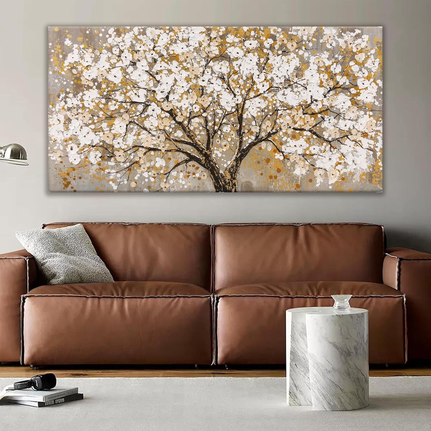 Large Wall Art For Living Room Gold Abstract Tree Of Life Modern Artwork Canvas Art Wall Decor Painting Tree Pictures Home Wall Decor Ready To Hang For Bedroom Decor 29" X 58"