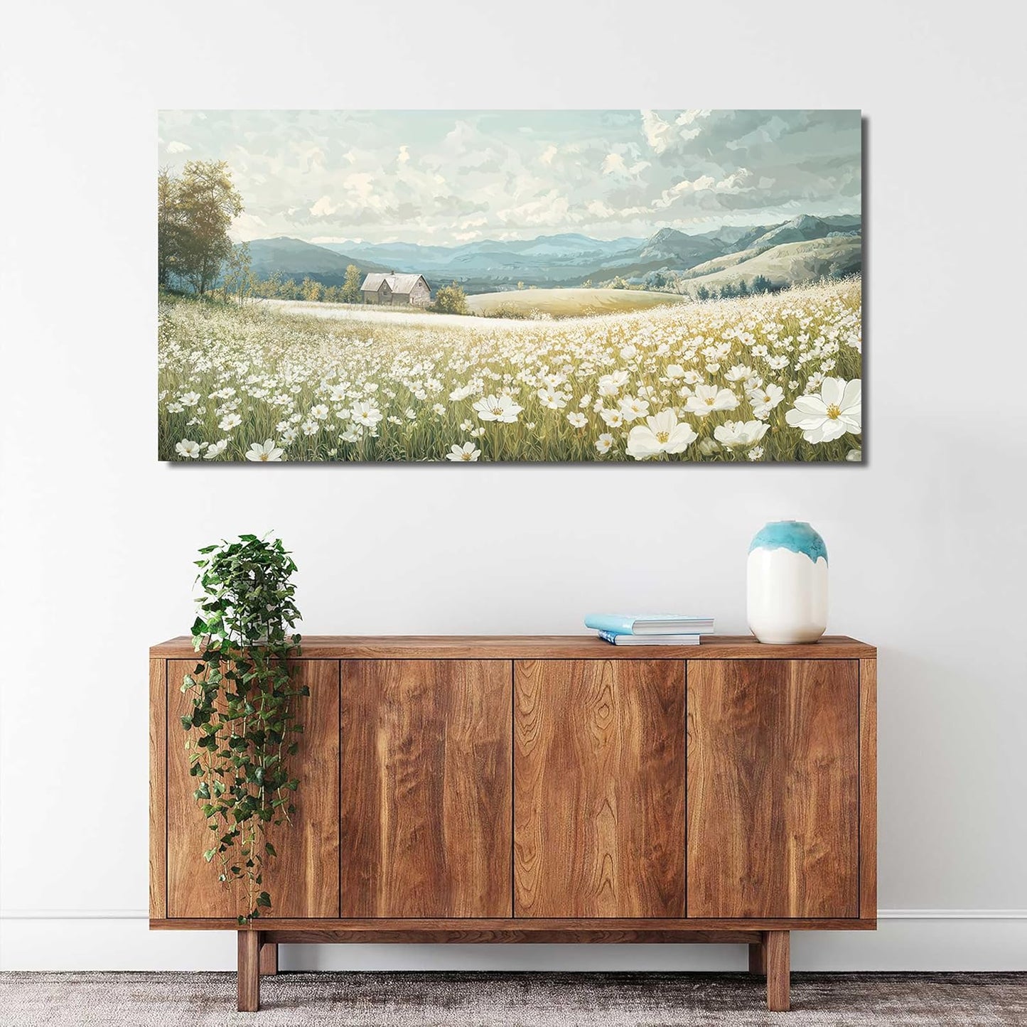 Canvas Wall Art Decor Wall Art Pictures for Living Room Canvas Art Wall Decor Green White Nature Wall Art Prints Artwork for Walls Vintage Landscape Wall Art Decorations Home Office Decor 20" X 40"