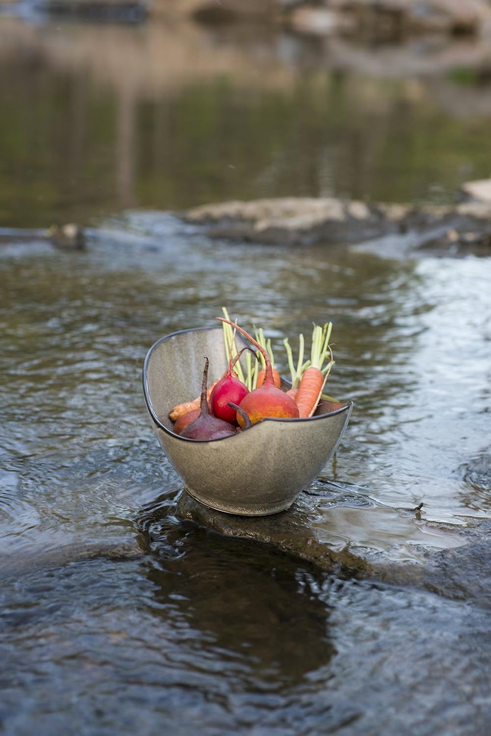 D&V 3 Piece Stōn Porcelain Dinnerware Oval Serving Bowl, 12.25" x 6.5", Mist