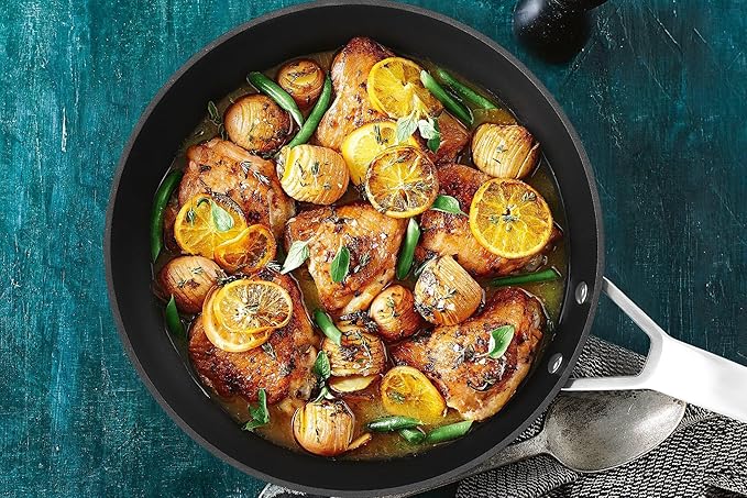 MsMk 12 1/2 inch Non Stick Frying Pan with Lid,Titanium and Ceramic Nonstick Large Skillet，Stay-Cool Handle,Scratch-resistant,Non-Toxic,Induction，Dishwasher Safe, Oven Safe to 700°F