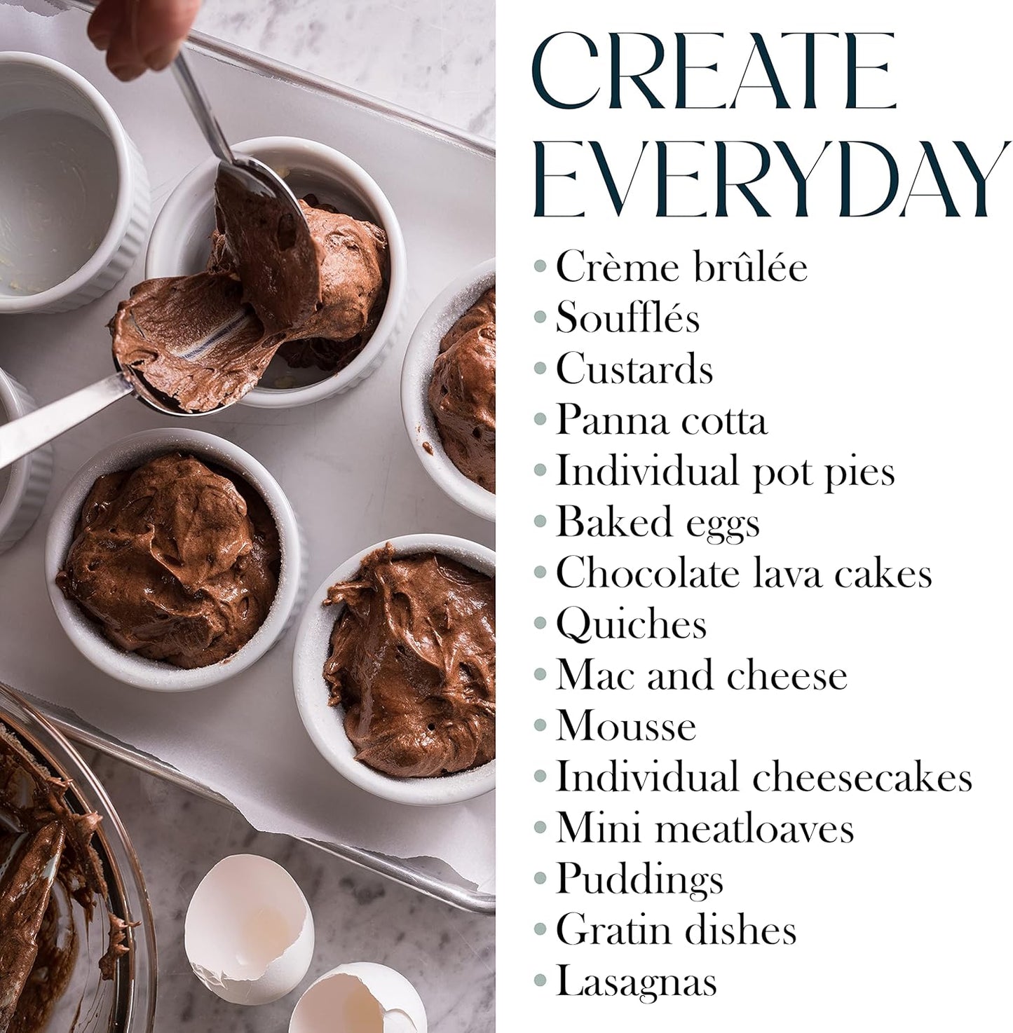 Bellemain Creme Brulee 4 oz Ramekins | Mini Casserole Dish Set, Charcuterie Bowls, Pot Pie Baking Dishes, Soy Sauce Bowls | Fluted Porcelain Bowls, Ramekins Oven Safe to 500F, Set of 6 (White)