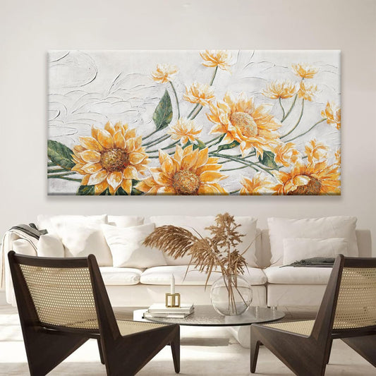 Canvas Wall Art Living Room Home Wall Decor Modern Canvas Art Wall Decor 29x58 Inches Large Wall Art Elegant Sunflower Picture For Bedroom Dining Room Office Artwork
