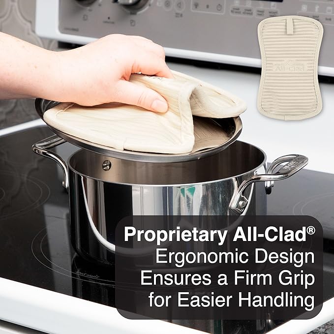 All-Clad Premium Pot Holder & Hot Pad: Heat Resistant to 500 Degrees - 100% Cotton, 10"x6.25" Hot Pad for Kitchen and Barbeque, (1-Pack), Almond