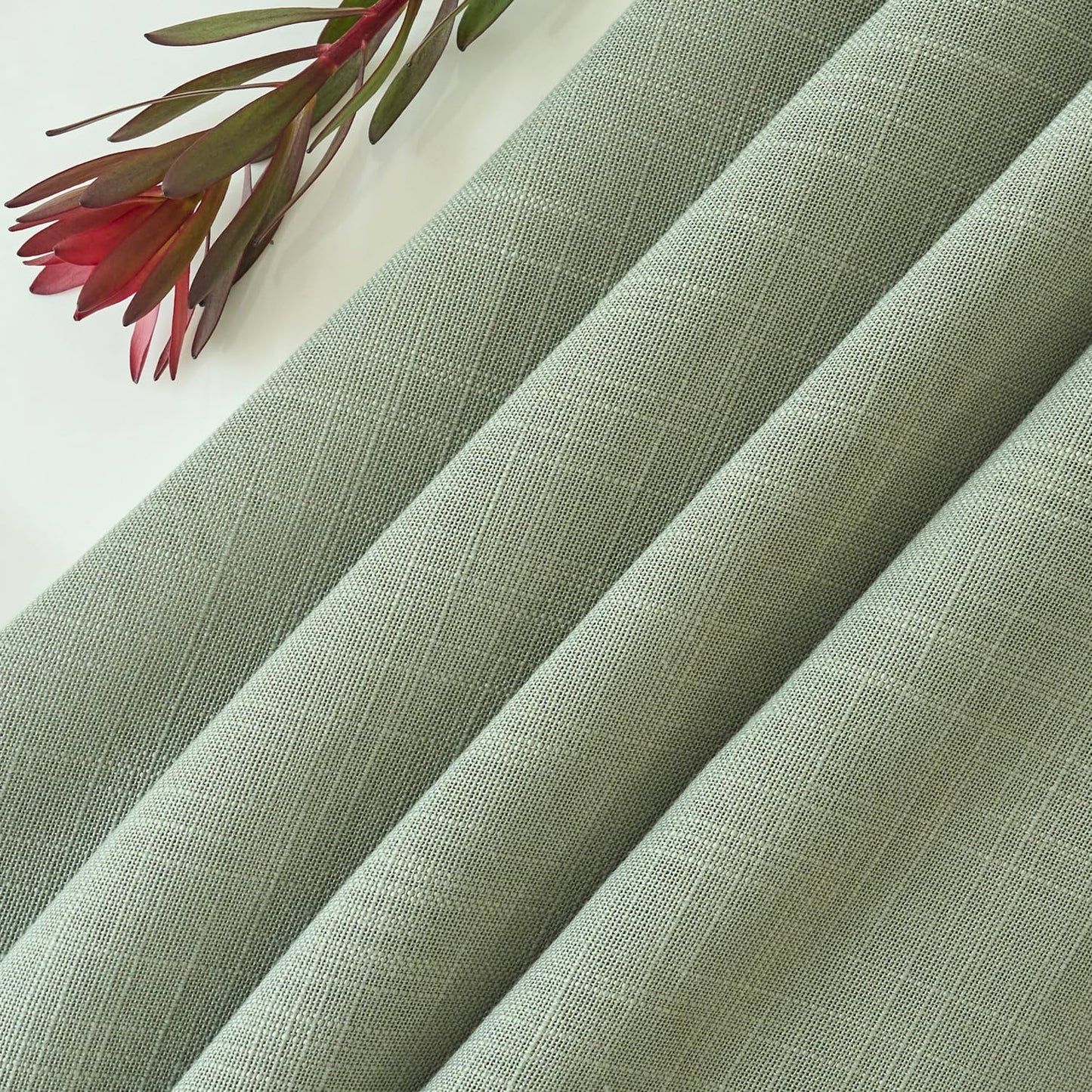 maxmill Lux Faux Linen Table Cloth with Slubby Yarn Textured Weaves Wrinkle Free Anti-Shrink Soft Tablecloth Decorative Table Cover for Dining Room Use Rectangle 60 x 104 Inch Sage Green