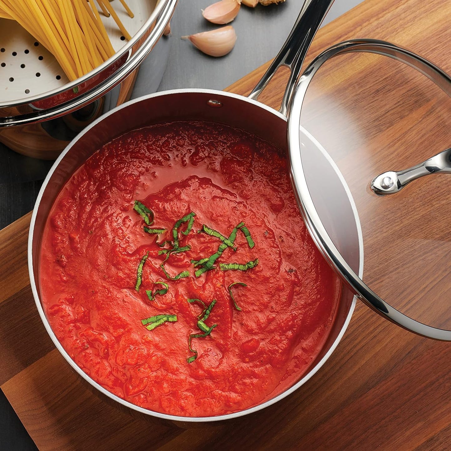 Tramontina Tri-Ply Clad Stainless Steel 3-Quart Sauce Pan with Glass Lid, Induction-Ready, Dishwasher-Safe, NSF-Certified