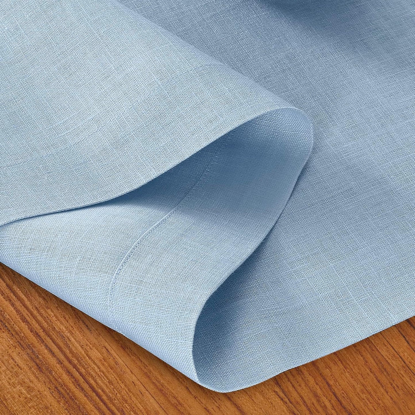 D'Moksha Homes Linen Powder Blue Table Runner 72 Inches Long - 100% Pure Linen 14 x 72 Inch Table Runner for Dining, Fall, Autumn and Halloween - Machine Washable
