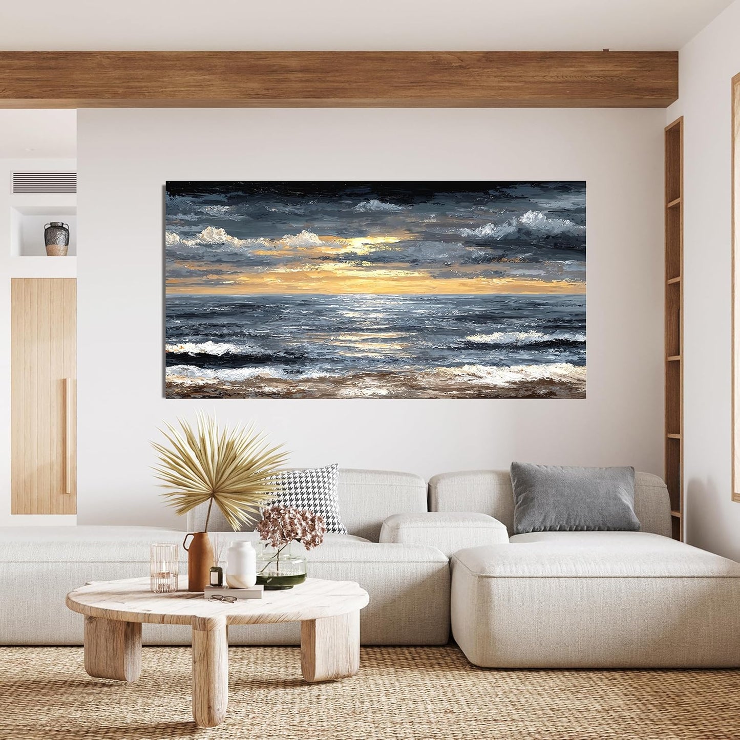 Canvas Oversized Wall Art Decor Modern Wall Art Pictures for Living Room Abstract Coastal Wall Art Prints Large Landscape Wall Art Decorations Abstract Canvas Art Wall Decor Home Office Decor 29"X58"