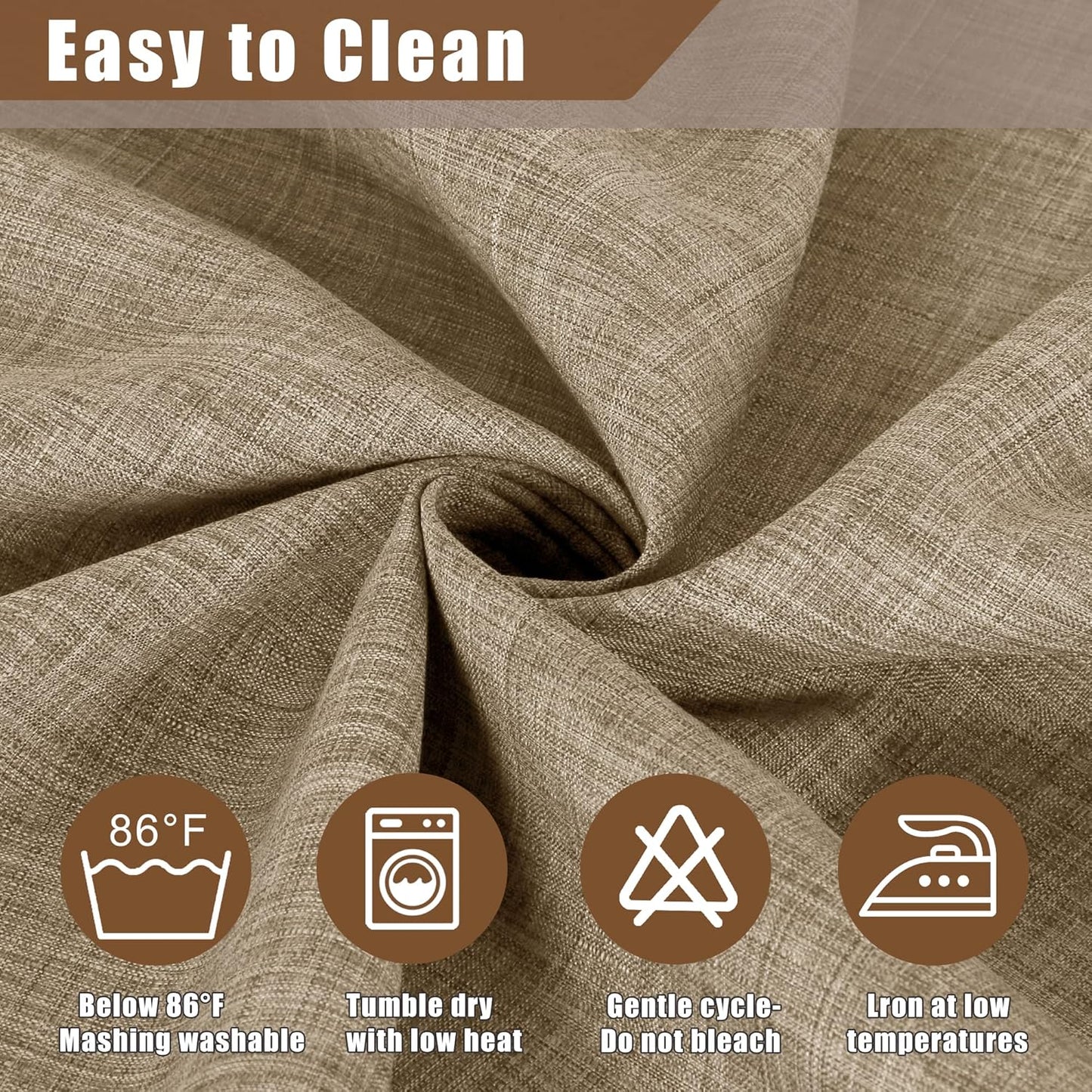 Fitable Faux Flax Rectangle Tablecloth Wrinkle Resistant Fabric Table Cloth, Indoor Outdoor Table Cover for Kitchen Dining, Camping, Farmhouse (Mocha, 54 x 78 Inch)