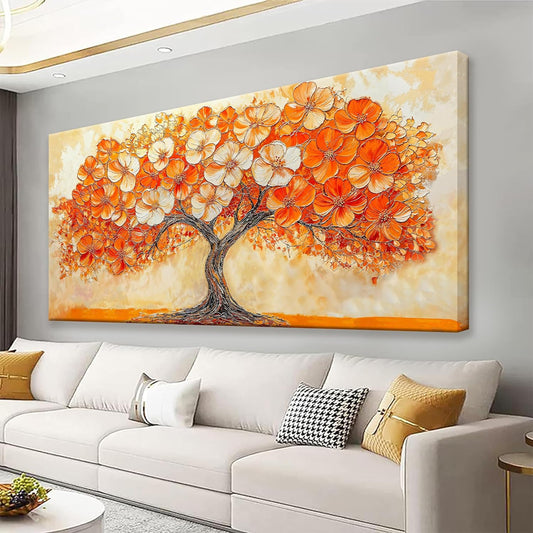 Suconvng Canvas Art Wall Decor Orange Tree Abstract Wall Art For Living Room Picture Modern Landscape Abstract Art Painting Home Wall Decor 24" X 48" Bedroom Office Artwork