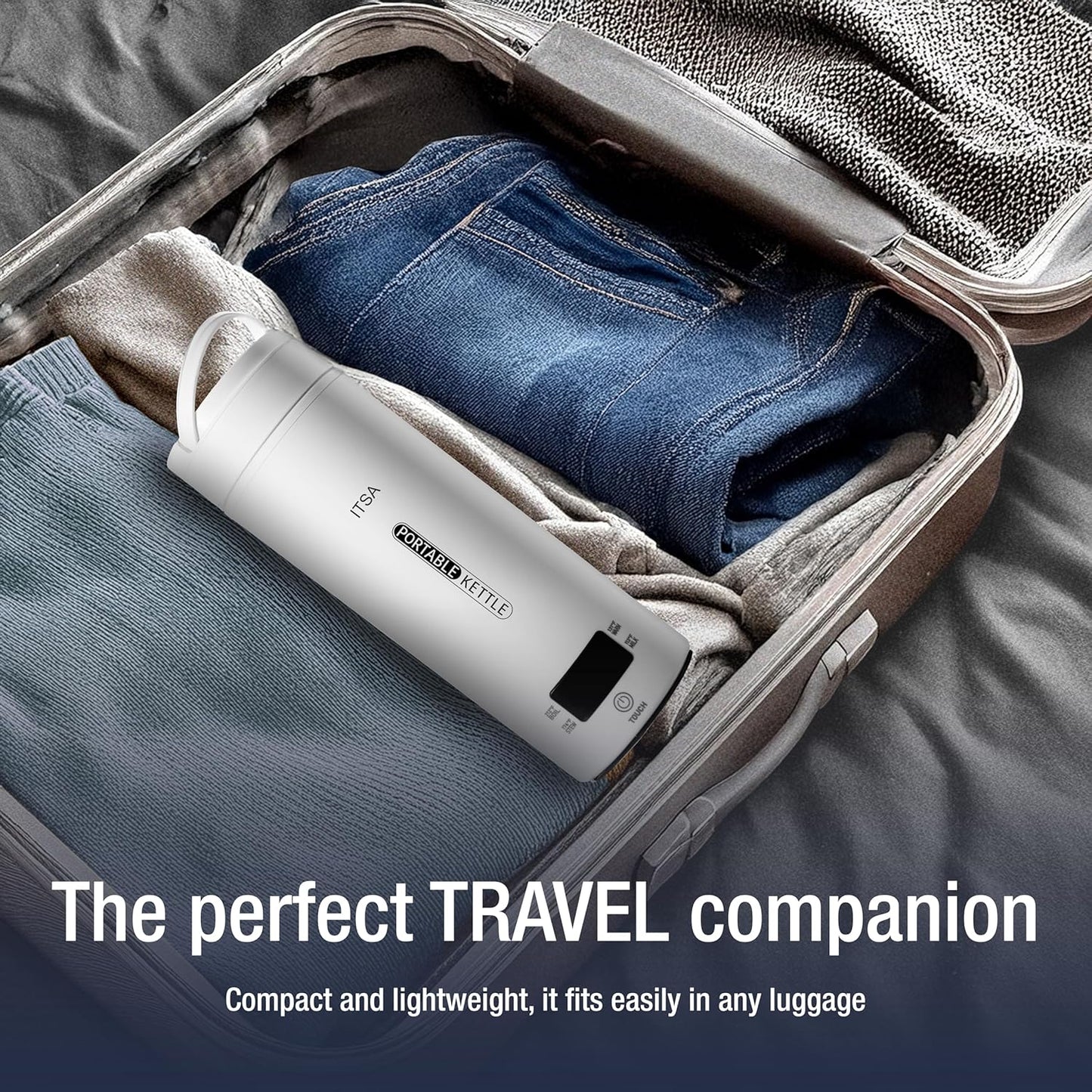 ITSA Travel Electric Kettle 500ml Portable Stainless Steel Water Boiler with Temperature Control & Auto Shut Off – Mini Electric Kettle for Coffee, Tea & Hot Water, BPA-Free