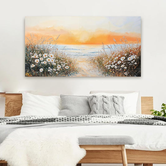 Canvas Wall Art Decor Wall Pictures for Living Room Artwork for Walls Large Coastal Beach Wall Art Prints Canvas Art Wall Decor Vintage Landscape Wall Art Decorations Bedroom Home Wall Art Decor 24" X 48"