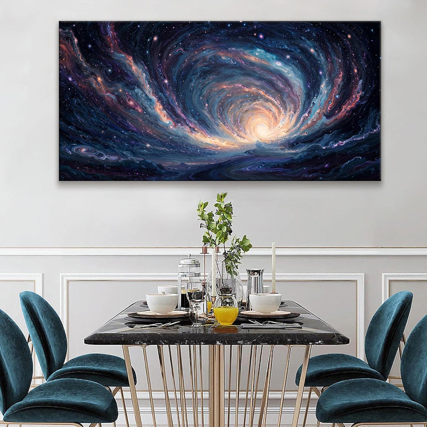 Large Wall Art Prints Modern Room Wall Decor Blue Starry Sky Tunnel Prints Artwork Ready To Hang Abstract Wall Art For Living Room Decor Office Kitchen Bedroom 29x58 Inch