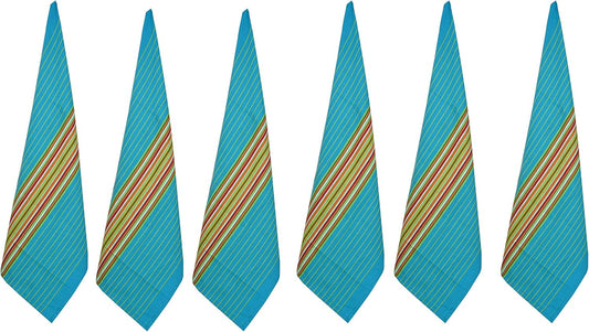 Urban Villa Kitchen Towels Waffle Stripes Dish Towels for Kitchen Azure Color Set of 6 Kitchen Towels Highly Absorbent Cotton Over Sized 20X30 in with Mitered Corners Kitchen Hand Tea Towels