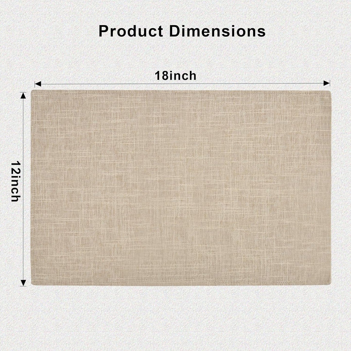 SLKQG Linen-Look Fabric Placemats Set of 4, Heat Resistant & Machine Washable Double-Layered Cloth Placemats for Dining Table, Indoor/Outdoor Use, Non-Slip Kitchen Table Mats (4, Beige Cream)