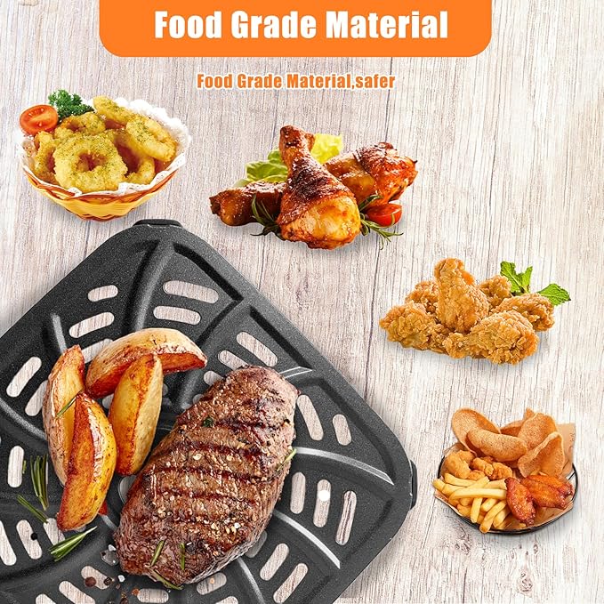 4QT Air Fryer Grill Plate for Gourmia GAF414 Digital Air Fryers, Upgraded Nonstick Air Fryer Grill Pan Crisper Plate Tray Rack Insert Grate Grid Shelf for 4QT Gourmia Air Fryer
