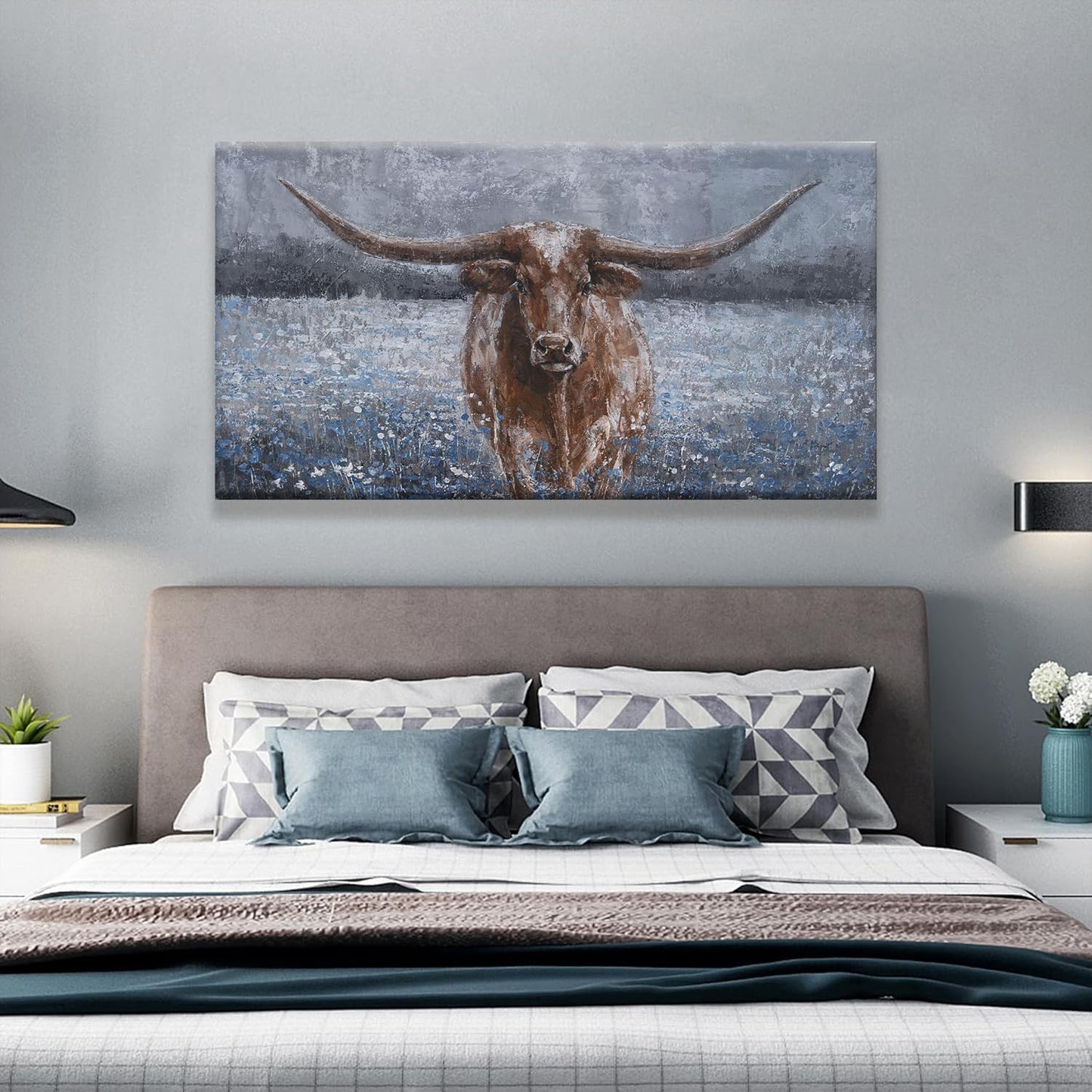 Canvas Wall Art Decor Vintage Wall Art For Living Room Black And White Highland Cow Wall Art Decor Canvas Art Work Wall Art Prints Wall Decorations For Bedroom Office Kitchen Home Wall Decor 24" x 48"