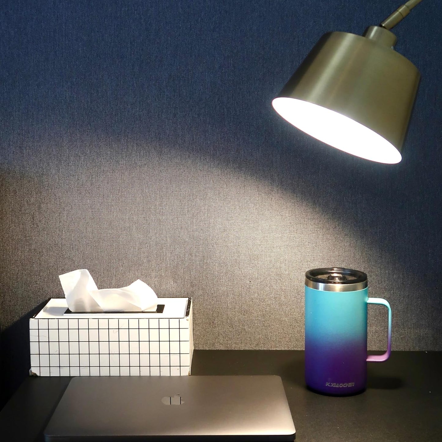 KXIAOCHEN 20oz Insulated Coffee Mug with Lid, Stainless Steel Coffee Cup, Double Wall Vacuum Coffee Tumbler with Handle, Premium Thermal Travel Coffee Mug (Blue Green+Purple)