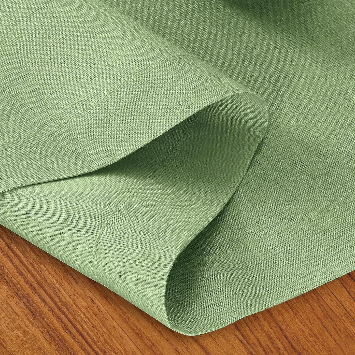 D'Moksha Homes Linen Sage Green Table Runner 144 Inches Long - 100% Pure Linen Extra Long Table Runner 14 x 144 Inch for Fall, Autumn and Halloween - Machine Washable