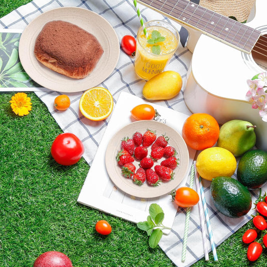 Supernal Wheat Straw Dinnerware Sets,Dish Sets for 8,Plates and Bowls Set Dishwasher Safe,Unbreakable Dinnerware,Reusable Tableware Set,Beige Color 16pcs Plates, 8pcs Bowls, 8pcs Cups.